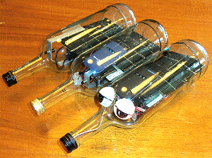 three GPS bottles not yet completed and sealed