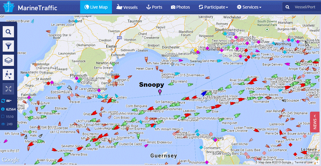 Snoopy at 0700 Wednesday crossing the Ferry route