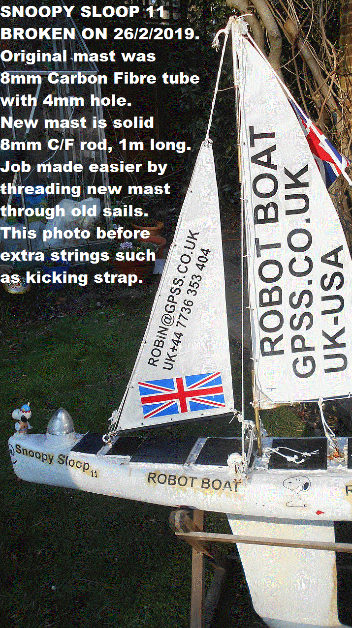 Snoopy Sloop 11 mended mast on 27 Feb 2019