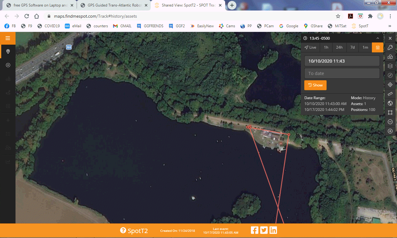 Bray Lake Recce on Friday 16th October 2020 Spot Trace 2 in car