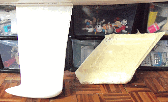 Boat 11 keel and old broken keel from boat 10