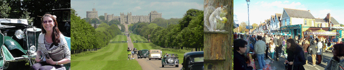 June got to ride in Stuarts classic MG through Windsor Park, 
the squirrel scrumped our apples, and the Sunninghill Victorian Fair was sunny too!